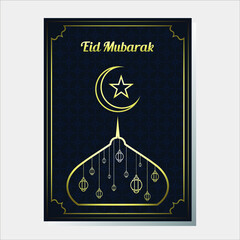 Simple Eid Mubarak Islamic Poster Design Template