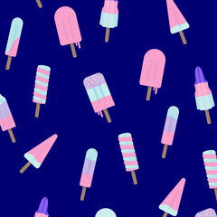 Summer popsicle colourful treat. Ice cream seamless pattern abstract dessert.
