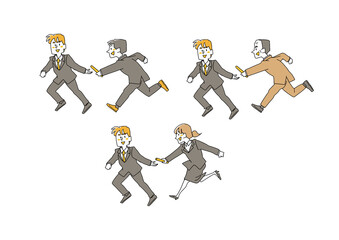 マンのセット　コミカルな手書きの人物　ベクター、線画にカラー