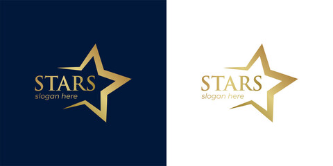 Luxury Gold Star logo designs template, Elegant rising Star logotype design