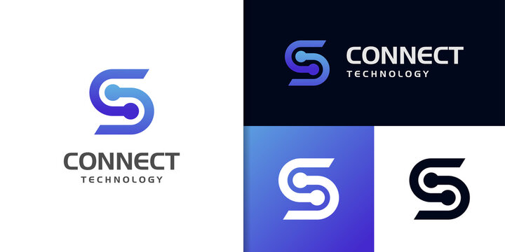 initial letter s technology logo design. vector set icon logotype for digital abstract dot connection
