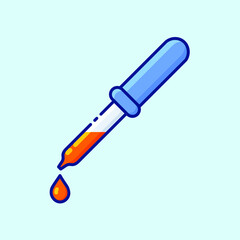 Medical glass pipette colored icon. Collection of stylish icons on the theme of medical tools, drugs and healthcare diagnostics. Vector outline illustrations on light blue background.