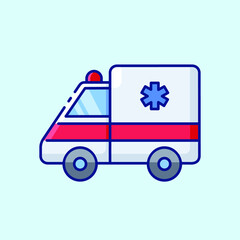 Ambulance colored icon. Collection of stylish icons on the theme of medical tools, drugs and healthcare diagnostics. Vector outline illustrations on light blue background.