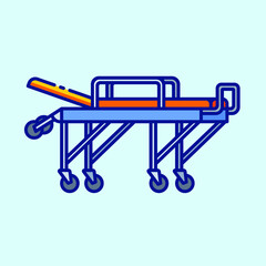 Ambulance stretcher colored icon in flat style. Collection of stylish icons on the theme of medical tools, drugs and healthcare diagnostics. Vector flat illustrations on deep blue background.