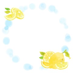 beautiful　lemon　circle　frame　illustration