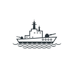 illustration of warship, army ship, vector art.