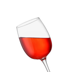 Glass of tasty wine on white background