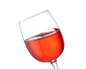 Glass of tasty wine on white background
