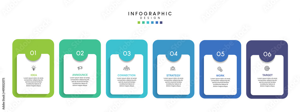 Fototapete steps business data visualization timeline process infographic template design with icons