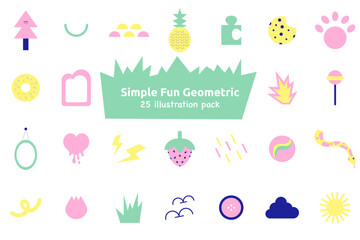Simple Fun Geometric Illustration Graphic Elements Pack