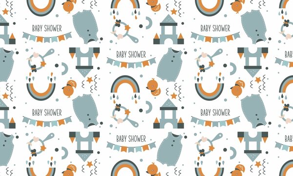 Baby shower pattern for baby room decoration with cute pictures