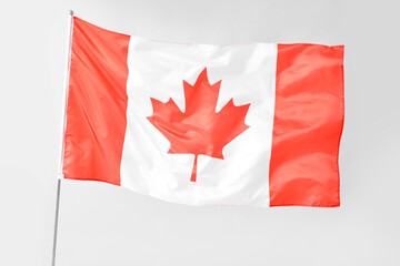 Waving flag of Canada on light background