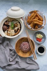 Delicious homemade food meals. Claypot Dumpling Bak Kut Teh with Home Baked Fritters. Ideal for breakfast, lunch and dinner meals.