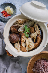 Delicious homemade food meals. Claypot Dumpling Bak Kut Teh with Home Baked Fritters. Ideal for breakfast, lunch and dinner meals.