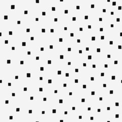 Black identical squares are scattered throughout the canvas. Vector.