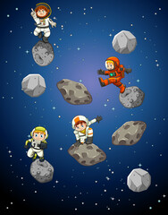 An astronaunt walking in space