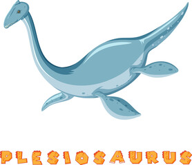 Obraz premium Dinosaur wordcard for plesiosaurus