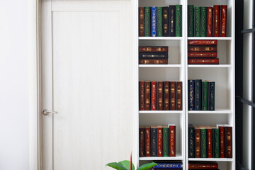 Shelf unit with books in home library © Pixel-Shot