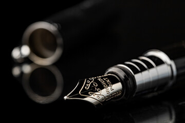 black pen, pen, Fountain pen, nib, steel pen 