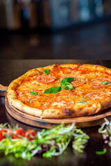 An appetizing pizza with vegetarian topping