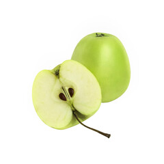 Two green apples isolated on white background