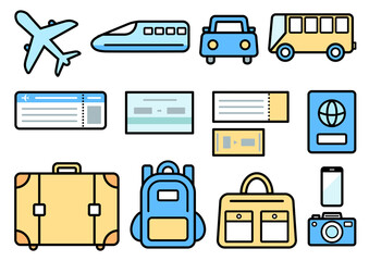 旅行、乗り物、チケットのグッズセット