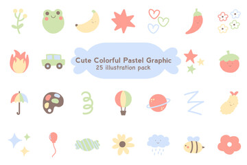 Cute Colorful Pastel Graphic Elements Pack