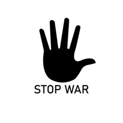 Hand  stop the war isolated on a white background, 