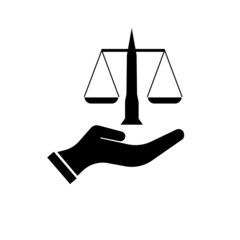 Hand and scales icon, libra  illustration