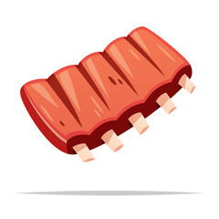 Fresh beef ribs vector isolated illustration