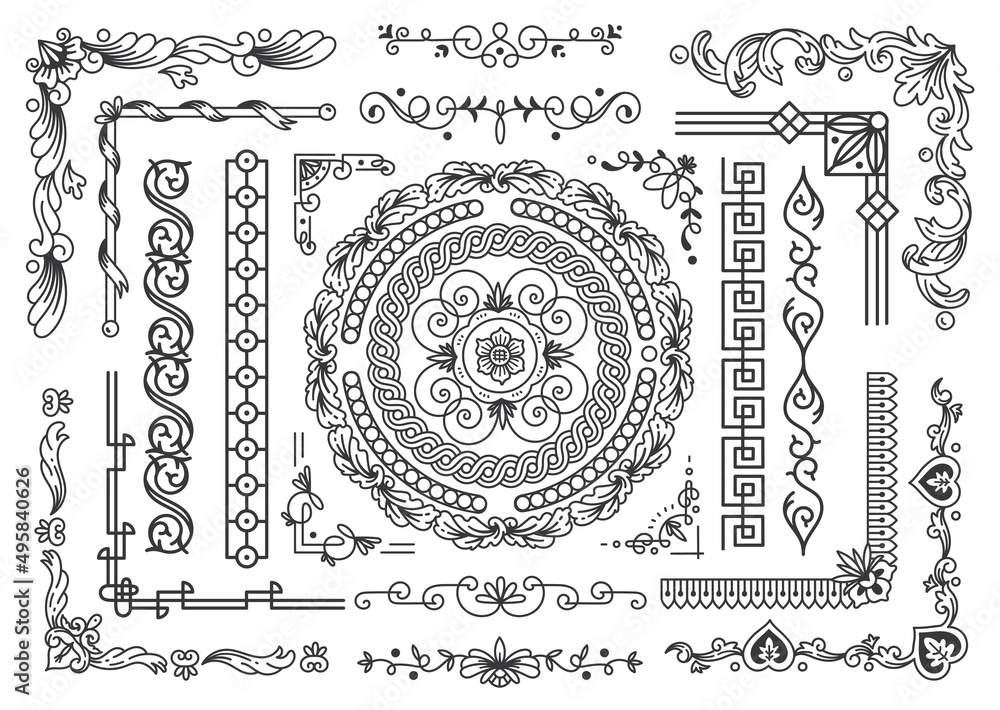 Poster set of hand drawn border doodle