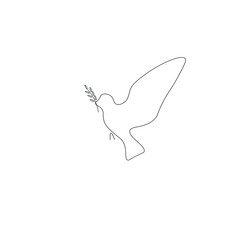 Dove bird silhouette line drawing vector illustration
