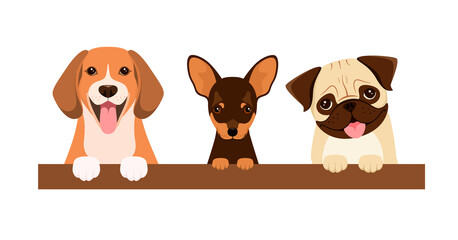 Funny dogs on a white background. Cartoon design.
