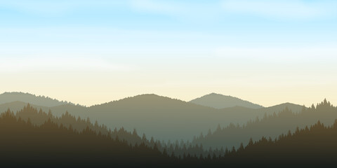 Fototapeta na wymiar Mountain landscape in the morning or evening. vector background 