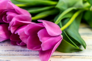Bouquet of spring flowers - pink tulips