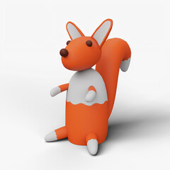 Wooden Squirrel Toy. 3D Illustration. File with Clipping Path.