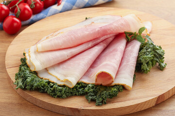 Pork ham snack over board