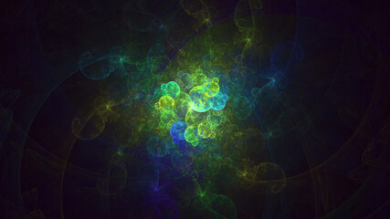 3D rendering abstract multicolor technology fractal light background