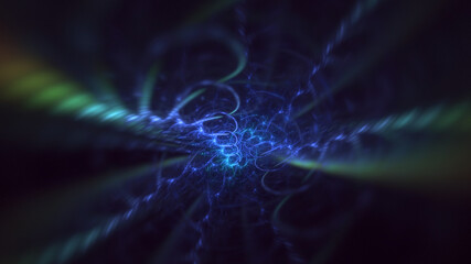 3D rendering abstract multicolor fractal light background