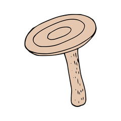 mushroom russula hand drawn in doodle style. icon, card, poster, vector, monochrome. nature, food.