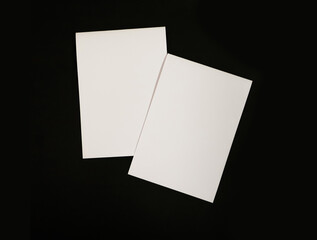 A4 A6 A5 Tent Fold Top Fold blank flyer mockup on black background.