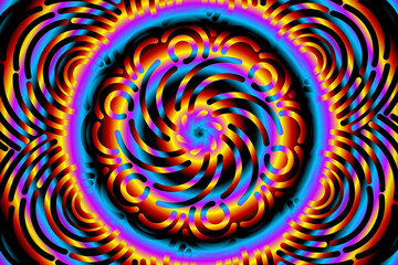 Fototapeta na wymiar seamless circular circle colourful rainbow caleidoscope gradient flower art pattern of indonesian traditional tenun batik ethnic dayak ornament for wallpaper ads background 