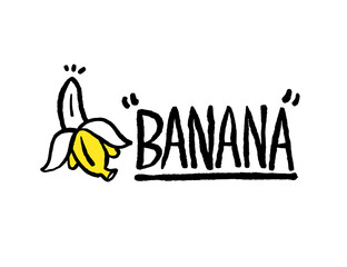 Banana illustrations - Hand drawn food ingredients, Banana - vector