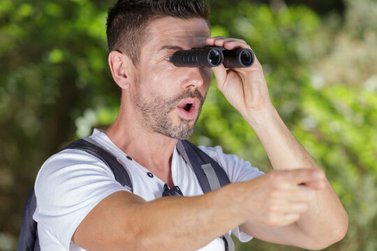 man in safari hat in hunting concept