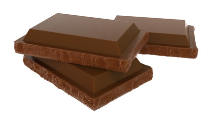 close up a chocolate bar isolated on white background. 3D illustration
