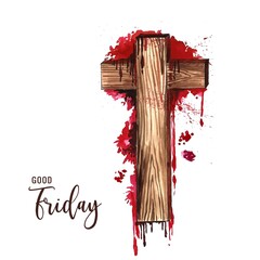 Red bloody cross good friday background