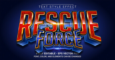 Rescue Force Text Style Effect. Editable Graphic Text Template.