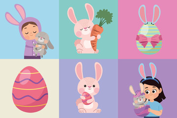 six happy easter icons