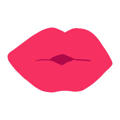 lips with pink lipstick icon. mouth vector illustration hand drawn in cartoon style.