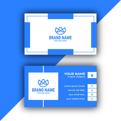 Minimalist blue and white business card template